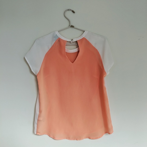 $5 SALE Peach & Ivory Short Sleeve Top, XS, S, Mossimo, Target - Picture 5 of 6